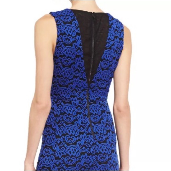 NWT $375 Alice + Olivia Kahlo V-Neck Lace Column Dress in Blue - size 4! - Picture 3 of 6